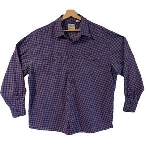 Roper Mens 2XL Purple Geometric Medallion Western Pearl Snap Long Sleeve Shirt